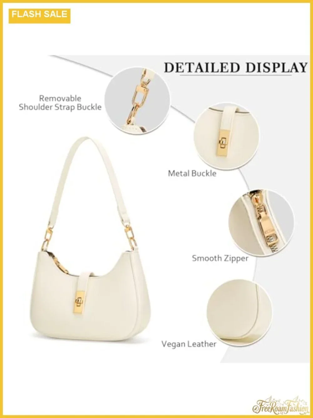 Crescent Hobo Shoulder Bag PU Leather Vegan Handbag